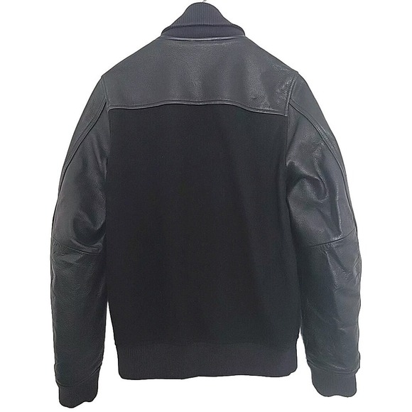 Nike Destroyer Bomber Jacket Mens S Blacked Out Leather & Wool 485059-010 - Picture 2 of 12